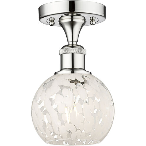 Edison White Mouchette 1 Light 6 inch Polished Chrome Semi-Flush Mount Ceiling Light