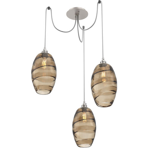 Ellisse 3 Light 15.5 inch Metallic Beige Silver Swag Multi-Pendant Ceiling Light in Bronze Optic