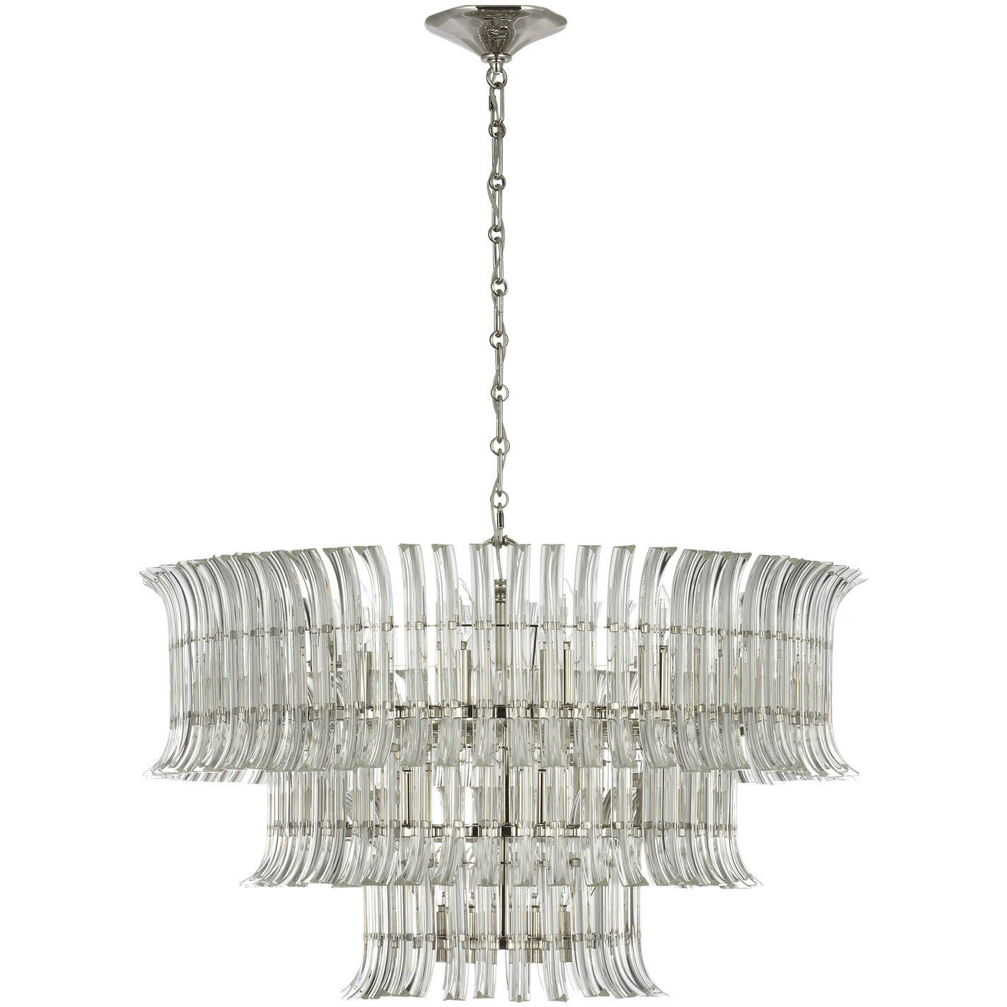 AERIN Rhine LED 34 inch Polished Nickel Three Tier Chandelier Ceiling Light