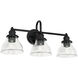 Baxter 3 Light 24 inch Matte Black Vanity Light Wall Light