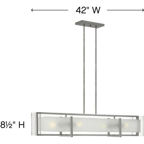 Latitude 4 Light 42 inch Brushed Nickel Indoor Linear Chandelier Ceiling Light