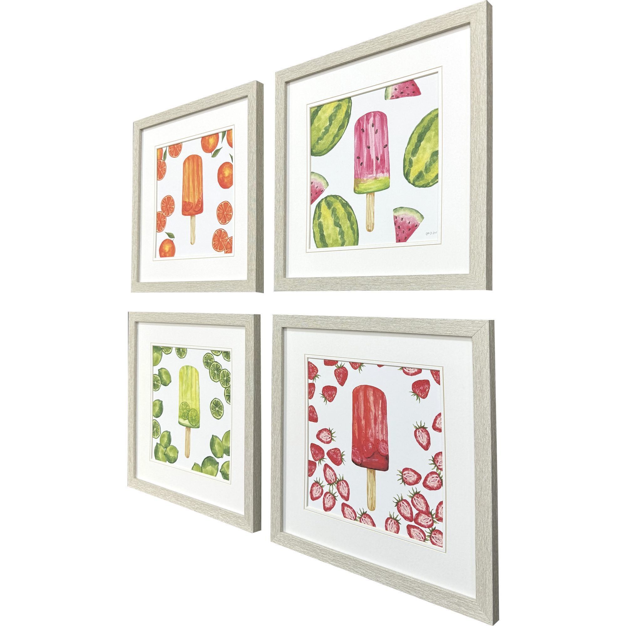 Fruity Popsicles Multi and White and Red and Orange Framed Art, Propac
