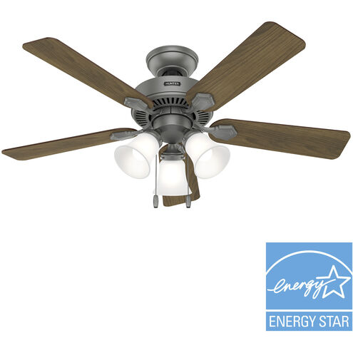 Swanson 44 inch Matte Silver with Autumn Walnut/Natural Wood Blades Ceiling Fan