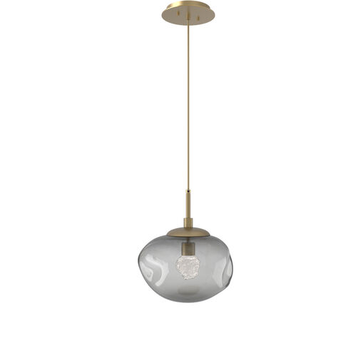 Nova LED LED 10 inch Gilded Brass Pendant Ceiling Light in 2700K LED, Floret Inner - Smoke Outer