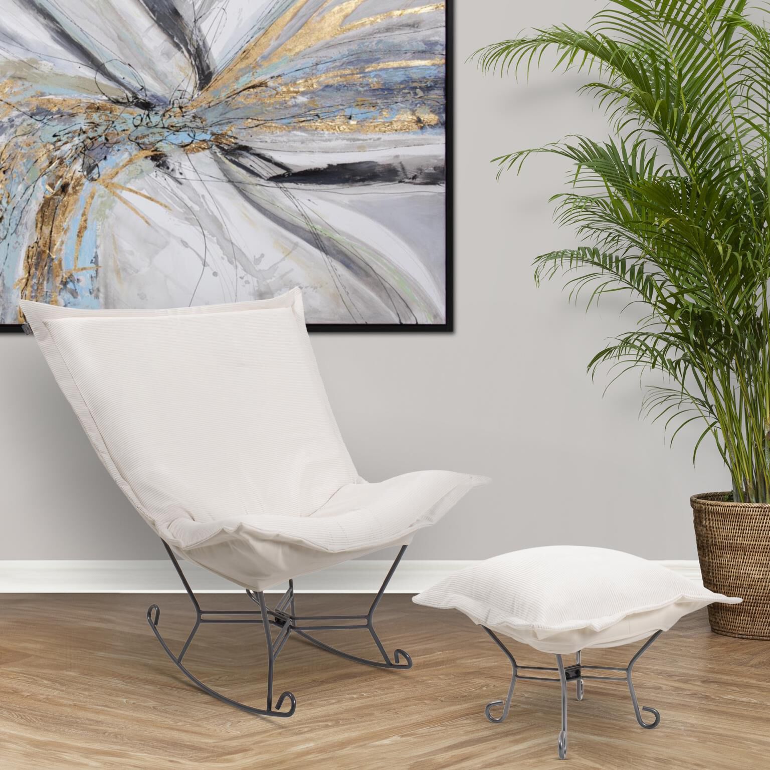 Pana 40 inch Natural Puff Rocker Ottoman