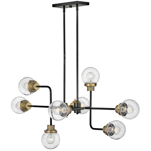 Poppy 8 Light 45 inch Black with Heritage Brass Indoor Linear Chandelier Ceiling Light