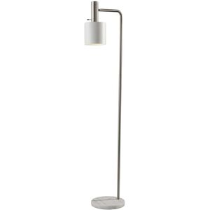 Emmett 61 inch 60 watt Brushed Steel Floor Lamp Portable Light in White