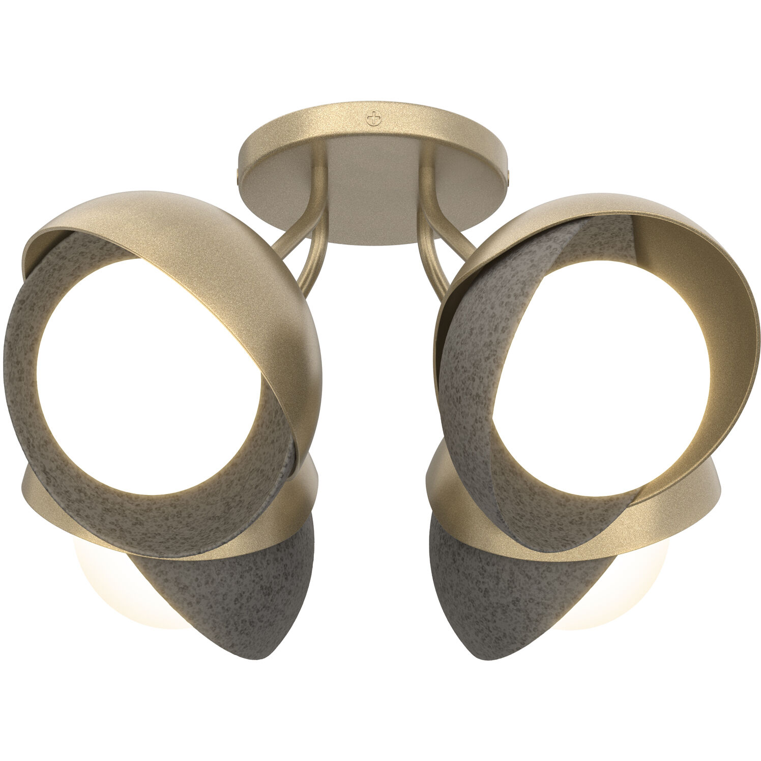 Brooklyn 4 Light 15.8 inch Soft Gold and Natural Iron Semi-Flush Ceiling Light in Soft Gold/Natural Iron