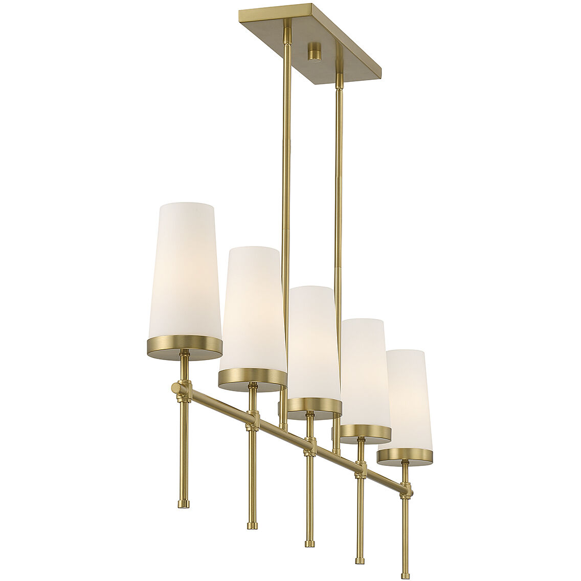 Haynes 5 Light 48 inch Warm Brass Linear Chandelier Ceiling Light, Essentials
