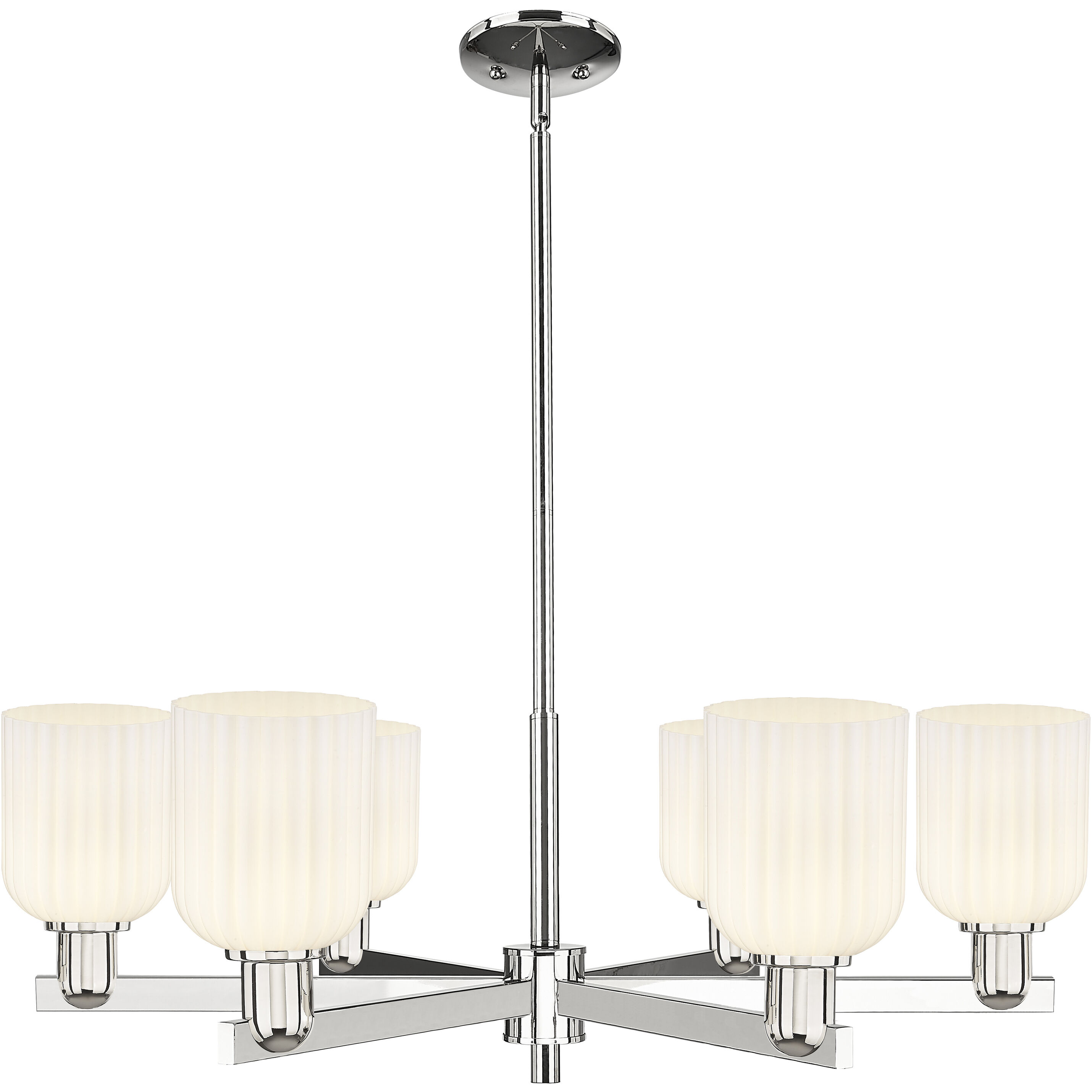 Bridal Veil 6 Light 34.75 inch Polished Nickel Chandelier Ceiling Light in Gloss White Glass