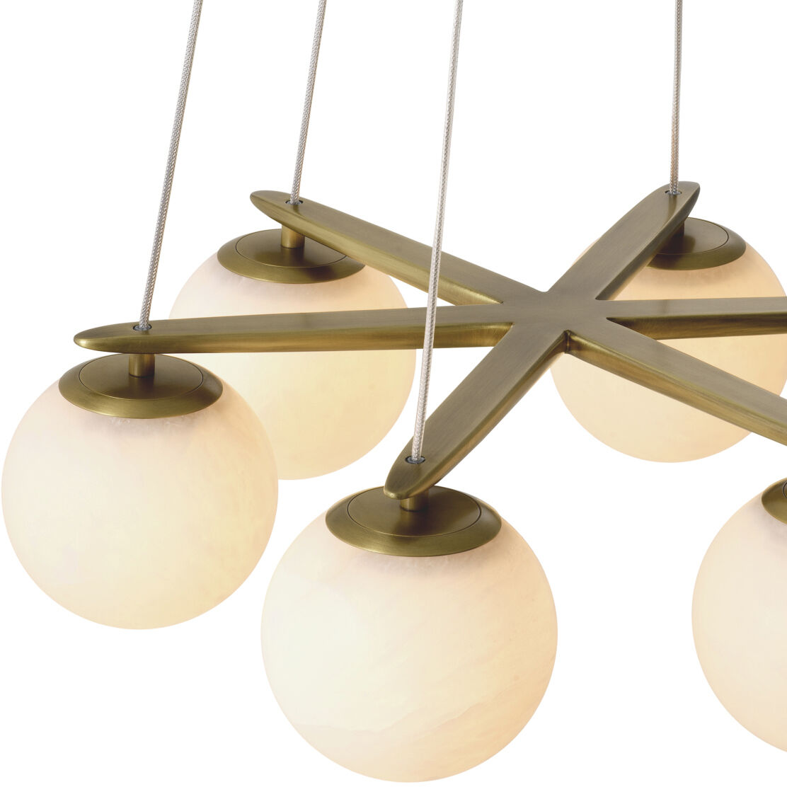 Morro 6 Light 23.62 inch Antique Brass with Alabaster Chandelier Ceiling Light