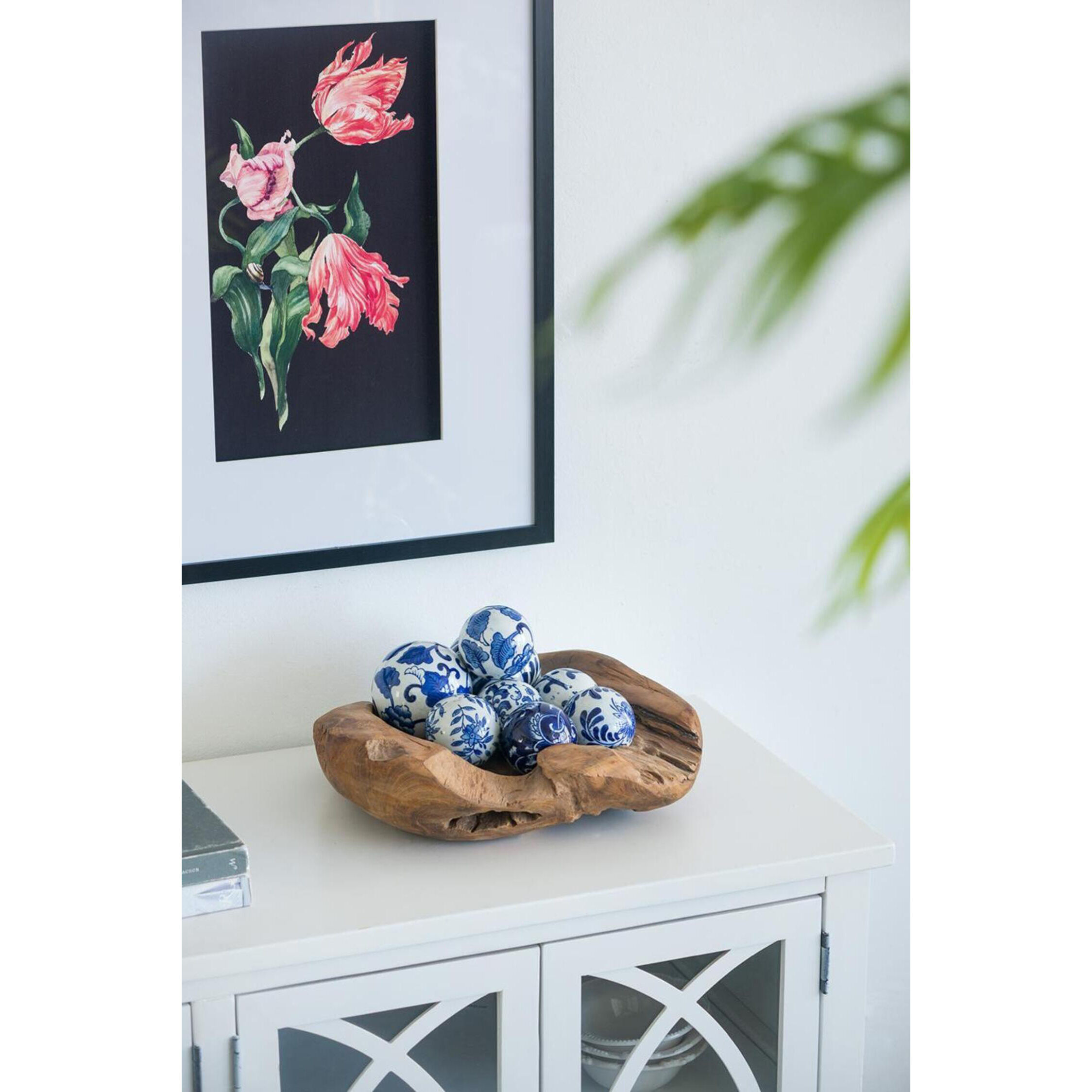 Aline Blue/White Decorative Orb, Set of 4