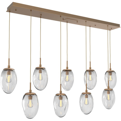 Meteo Incandescent 9 Light Novel Brass Linear Pendant Ceiling Light in Clear, Multi-Pendant
