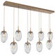 Meteo Incandescent 9 Light Novel Brass Linear Pendant Ceiling Light in Clear, Multi-Pendant