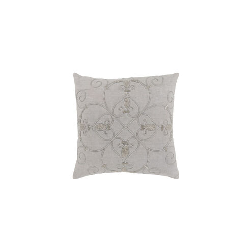 Pauline 20 X 20 inch Medium Gray and Silver Throw Pillow