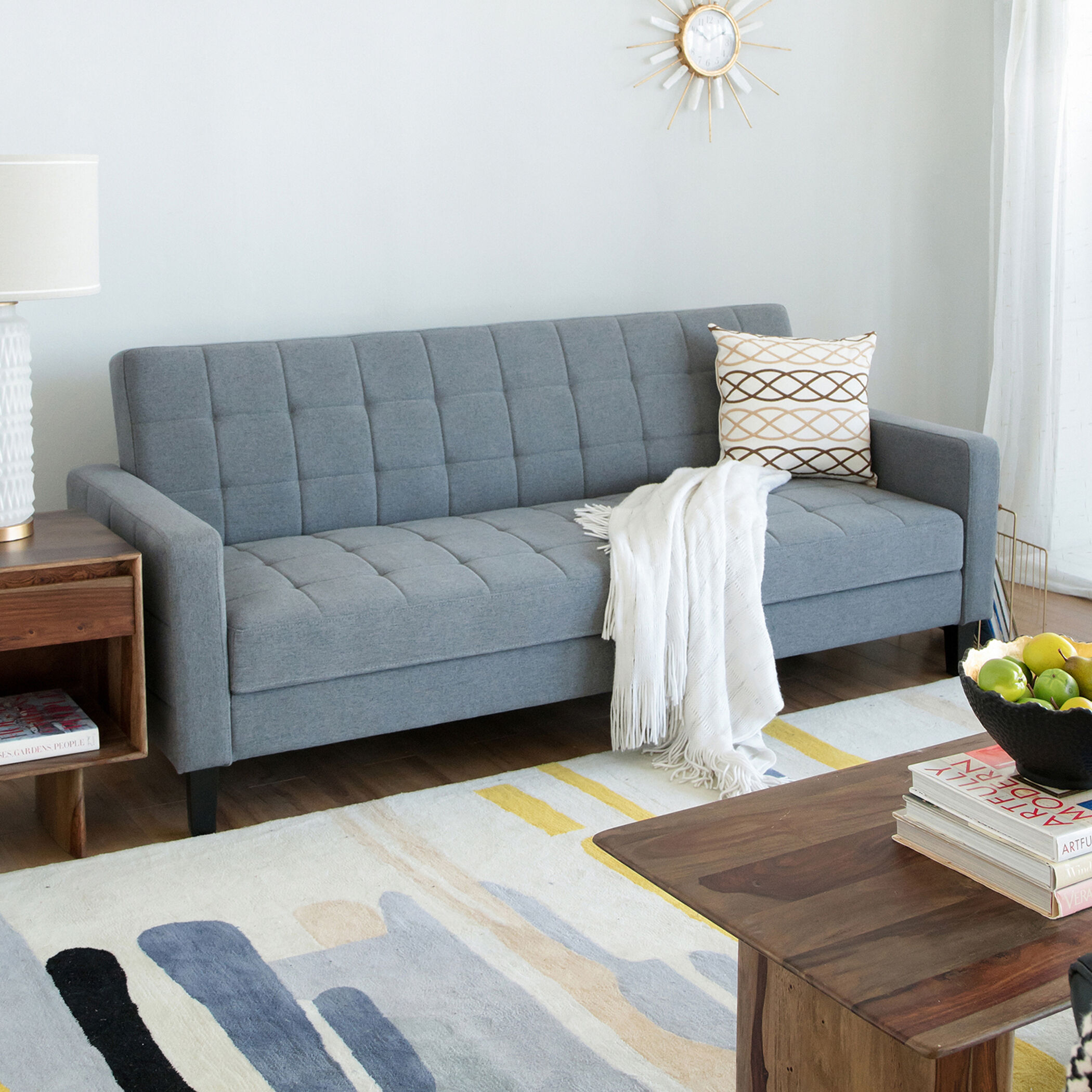 Small Biscuit Tufted Gray Sofa
