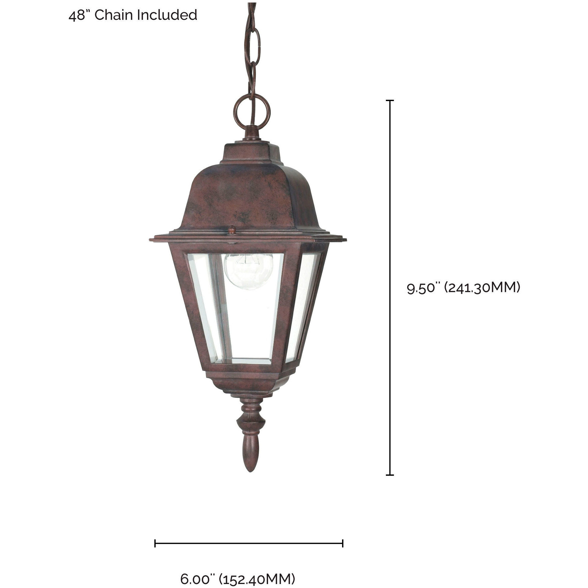 Briton 1 Light 6 inch Old Bronze Outdoor Hanging Lantern
