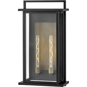 Langston LED 28 inch Black with Burnished Bronze Outdoor Wall Mount Lantern
