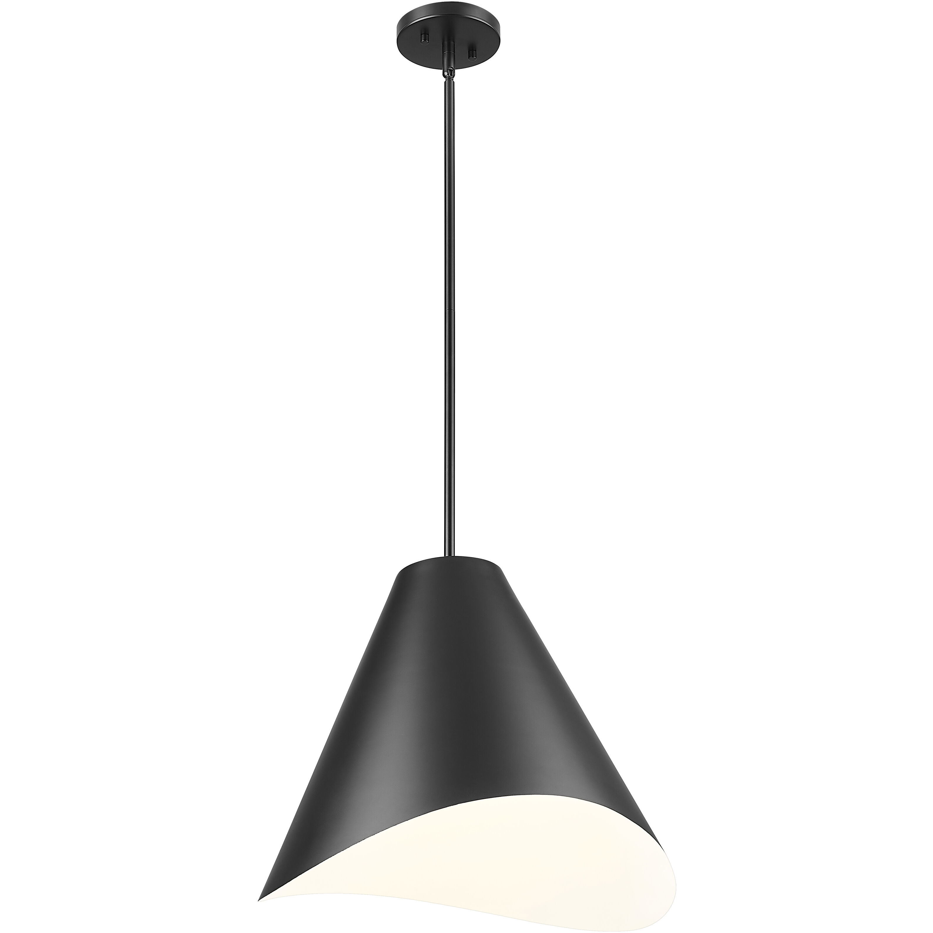 Aria 1 Light 18 inch Matte Black Pendant Ceiling Light in Matte Black & Inner White