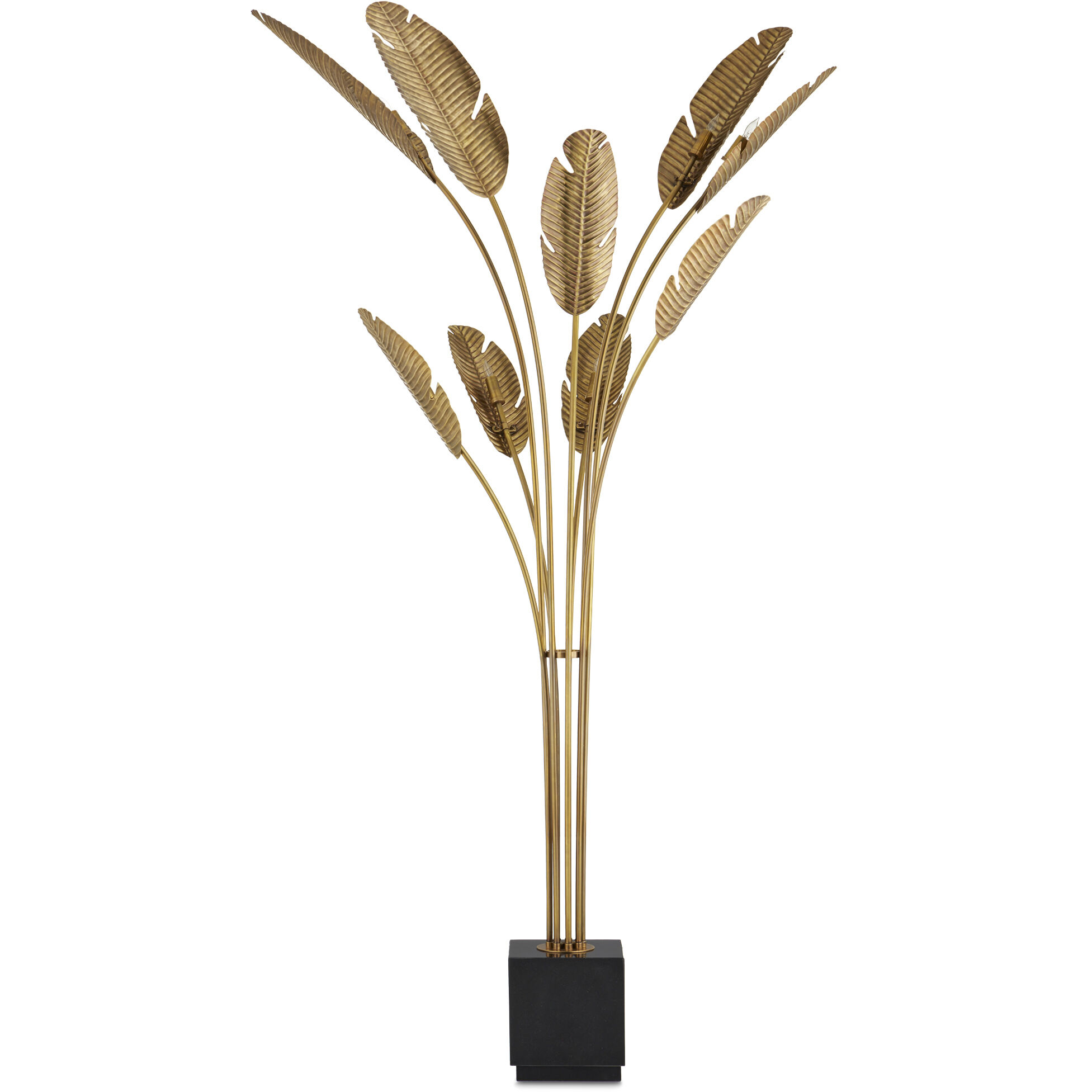 Tropical 87.25 inch 40 watt Vintage Brass/Black Floor Lamp Portable Light, Grande