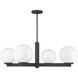 Modern 4 Light 38 inch Matte Black Chandelier Ceiling Light