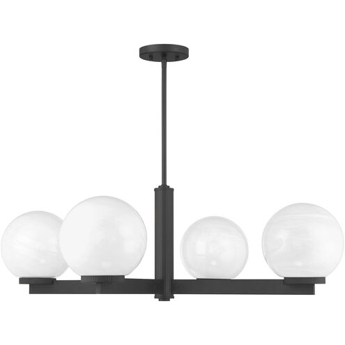 Modern 4 Light 38 inch Matte Black Chandelier Ceiling Light