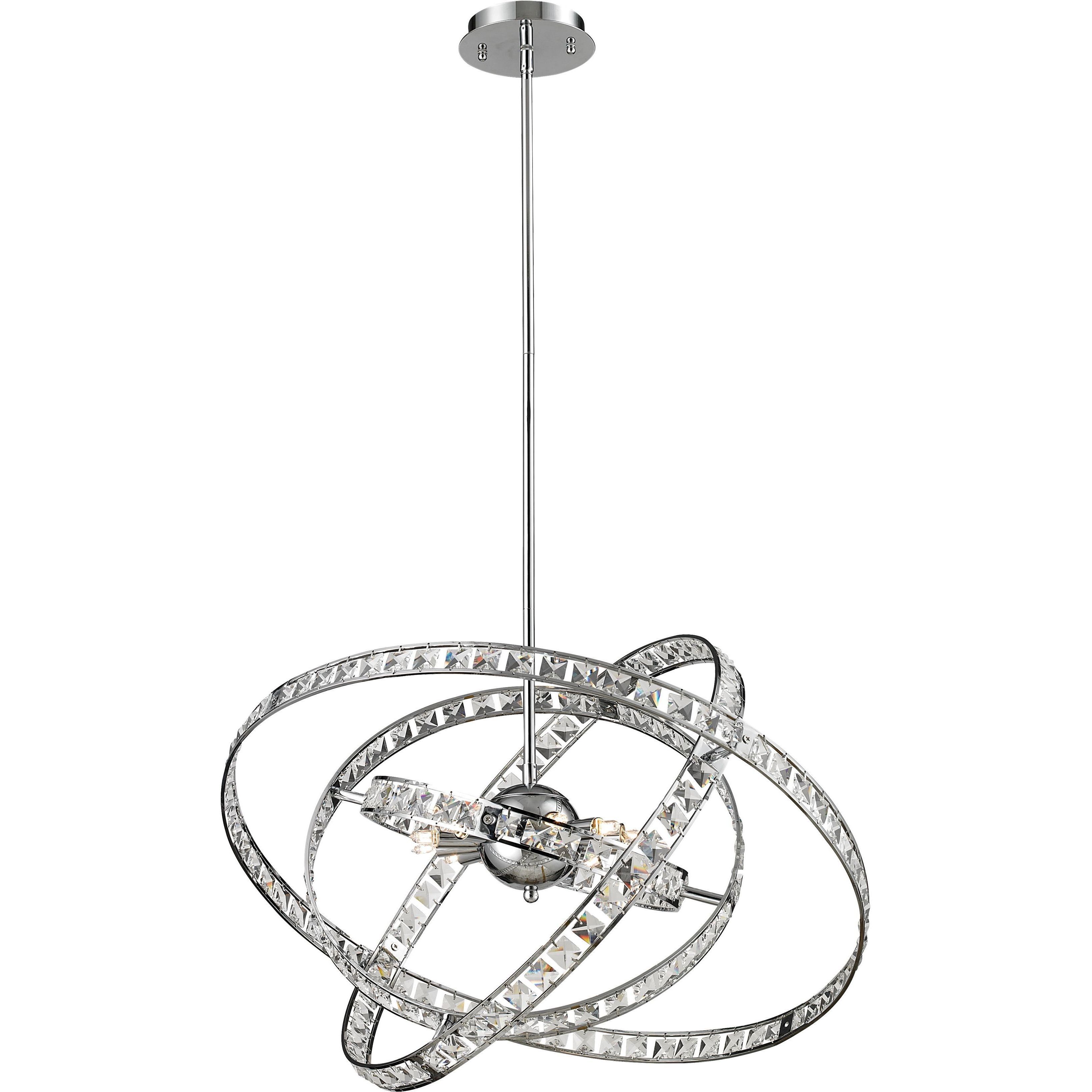 Saturn 6 Light 24 inch Chrome with Clear Chandelier Ceiling Light