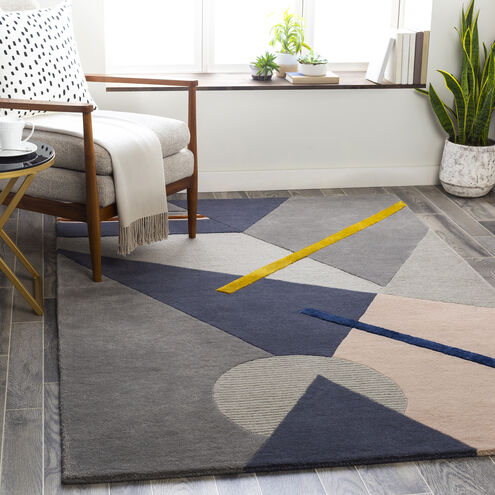 Mid Century 108 X 72 inch Navy Rug in 6 X 9, Rectangle