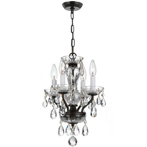 Traditional Crystal 4 Light 11 inch English Bronze Chandelier Ceiling Light in Clear Swarovski Strass