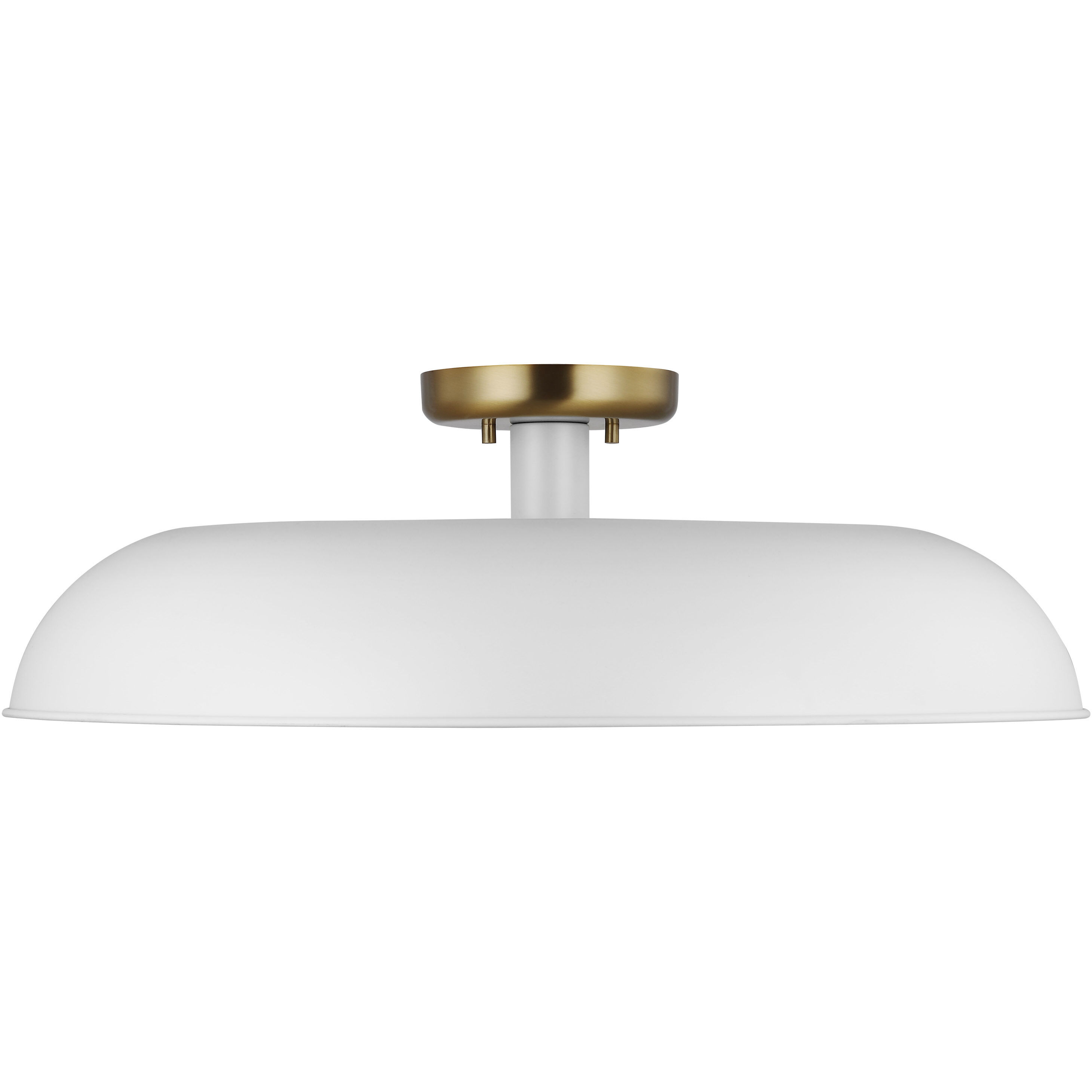 Colony 1 Light 24 inch Matte White/Burnished Brass Semi Flush Ceiling Light