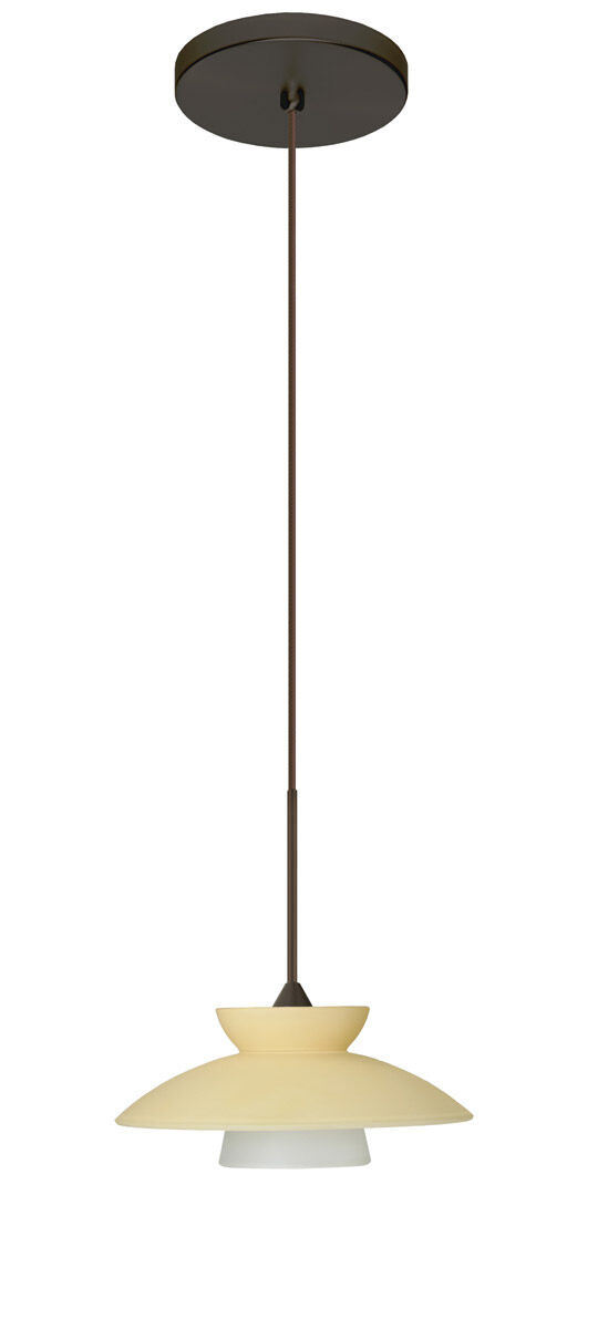 Trilo 7 1 Light Bronze Pendant Ceiling Light in Incandescent, Champagne Glass