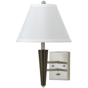 Hotel 1 Light 11 inch Brushed Steel and Espresso Wall Lamp Wall Light