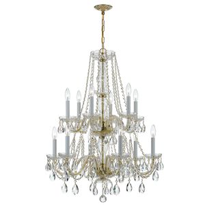 Traditional Crystal 12 Light 26 inch Polished Brass Chandelier Ceiling Light in Clear Hand Cut