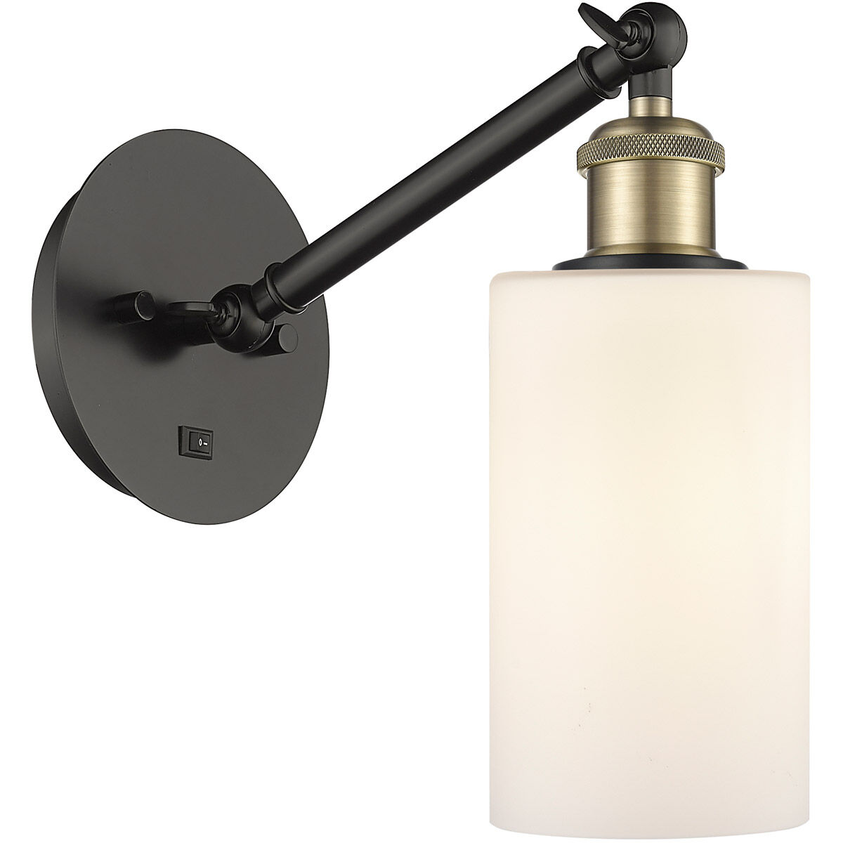 Ballston Clymer LED 5.3 inch Black Antique Brass Sconce Wall Light in Matte White Glass