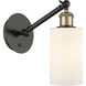 Ballston Clymer LED 5.3 inch Black Antique Brass Sconce Wall Light in Matte White Glass