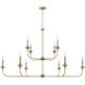 Presley 10 Light 56 inch Aged Brass Chandelier Ceiling Light