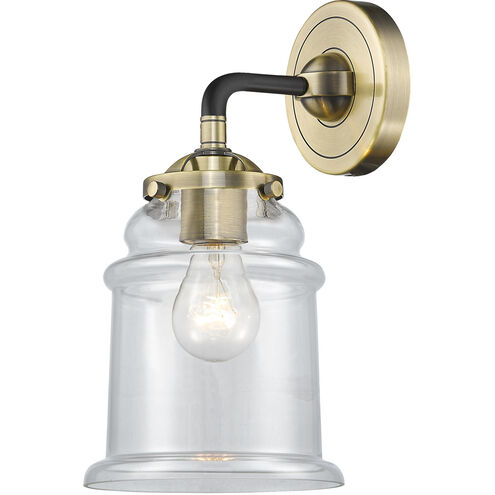 Nouveau Canton LED 6 inch Black Antique Brass Sconce Wall Light in Clear Glass, Nouveau