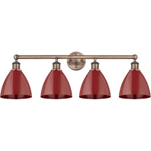Plymouth Dome 4 Light 34.5 inch Antique Copper and Red Bath Vanity Light Wall Light
