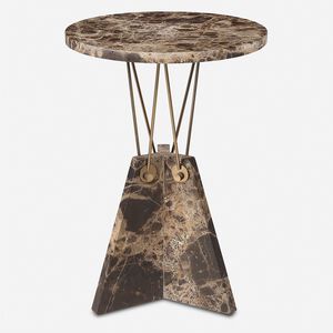 Levitate 23.25 X 16 inch Brown Marble and Brass Accent Table