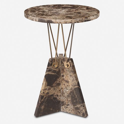 Levitate 23.25 X 16 inch Brown Marble and Brass Accent Table