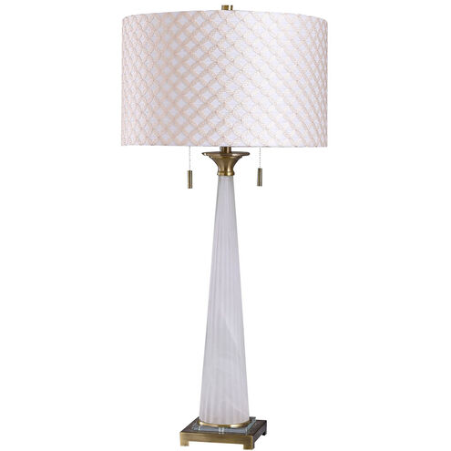 Sona 37 inch 120 watt Brushed Gold and White Table Lamp Portable Light