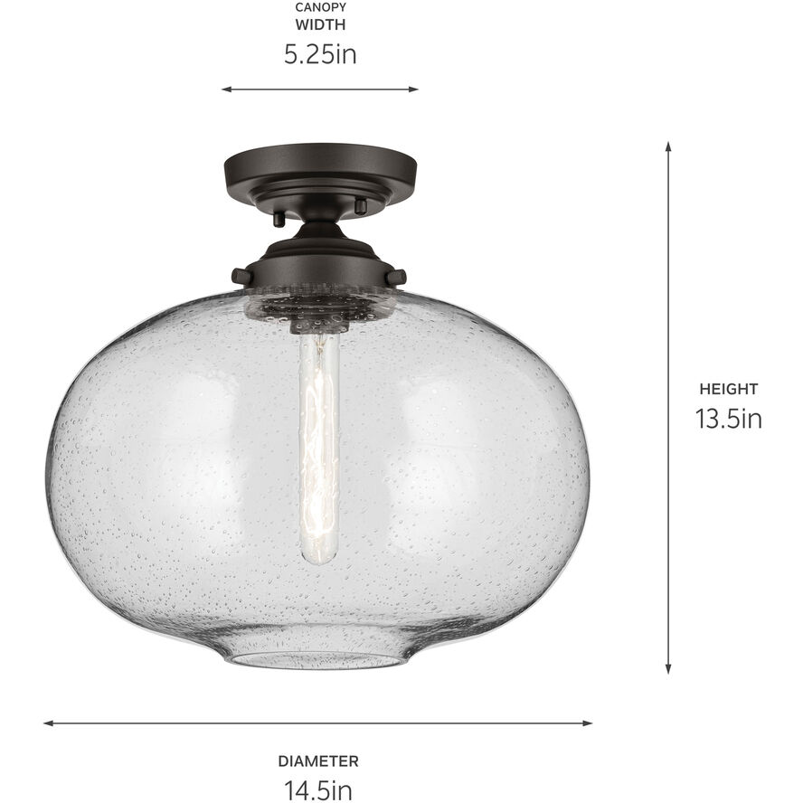 Avery 1 Light Olde Bronze Semi Flush Ceiling Light