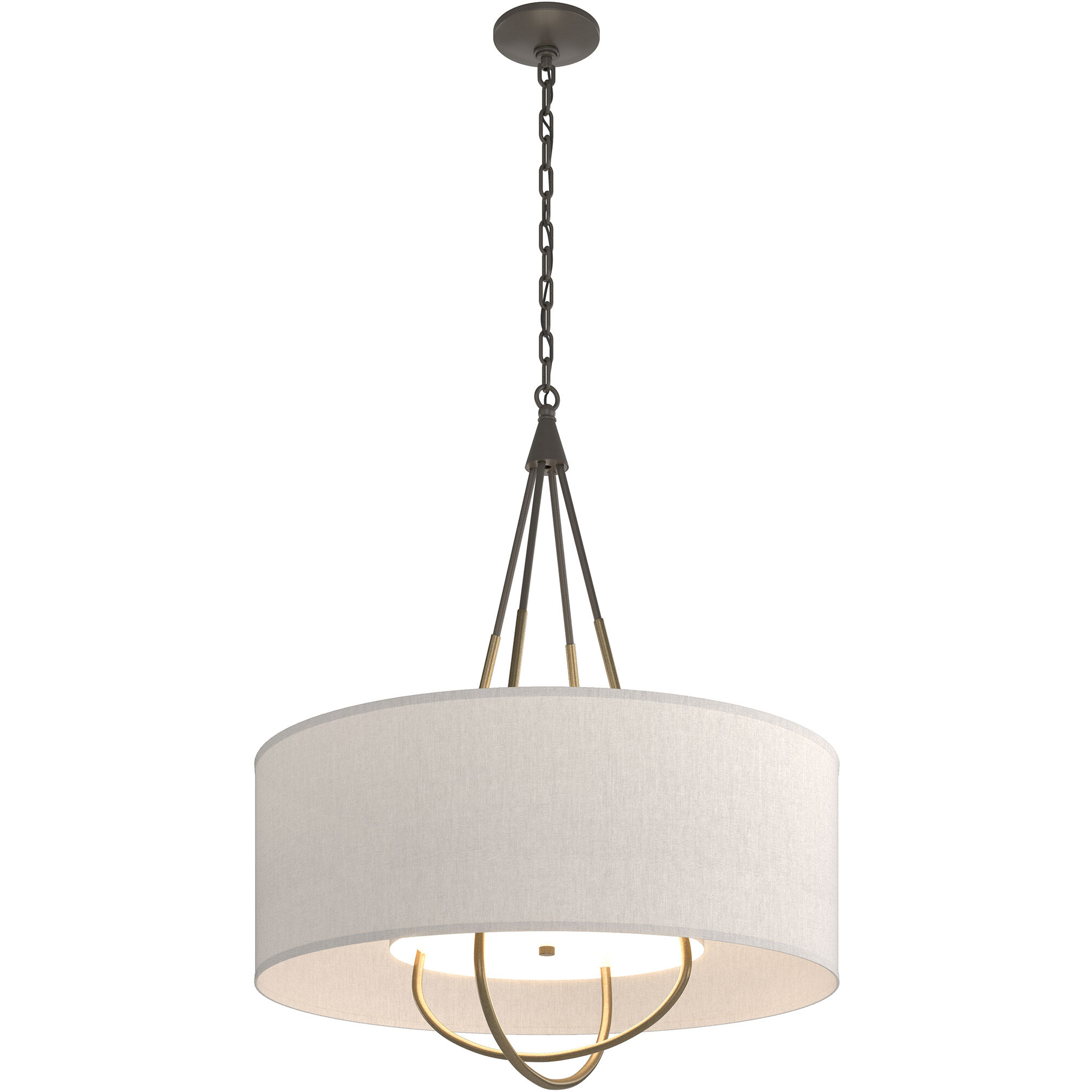 Loop 4 Light 28 inch Dark Smoke and Soft Gold Pendant Ceiling Light in Dark Smoke/Soft Gold, Flax