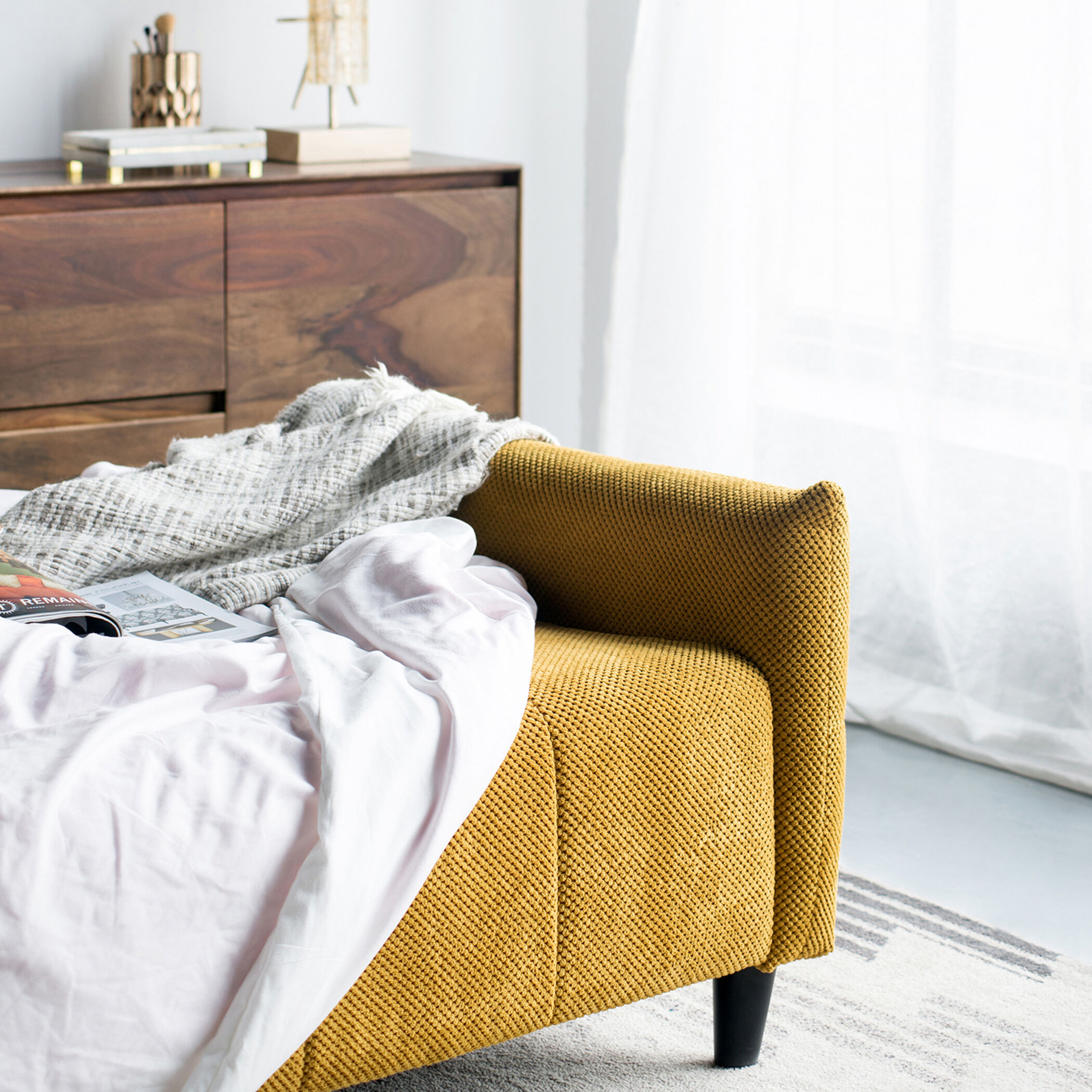 Large Biscuit Tufted Mustard Sofa