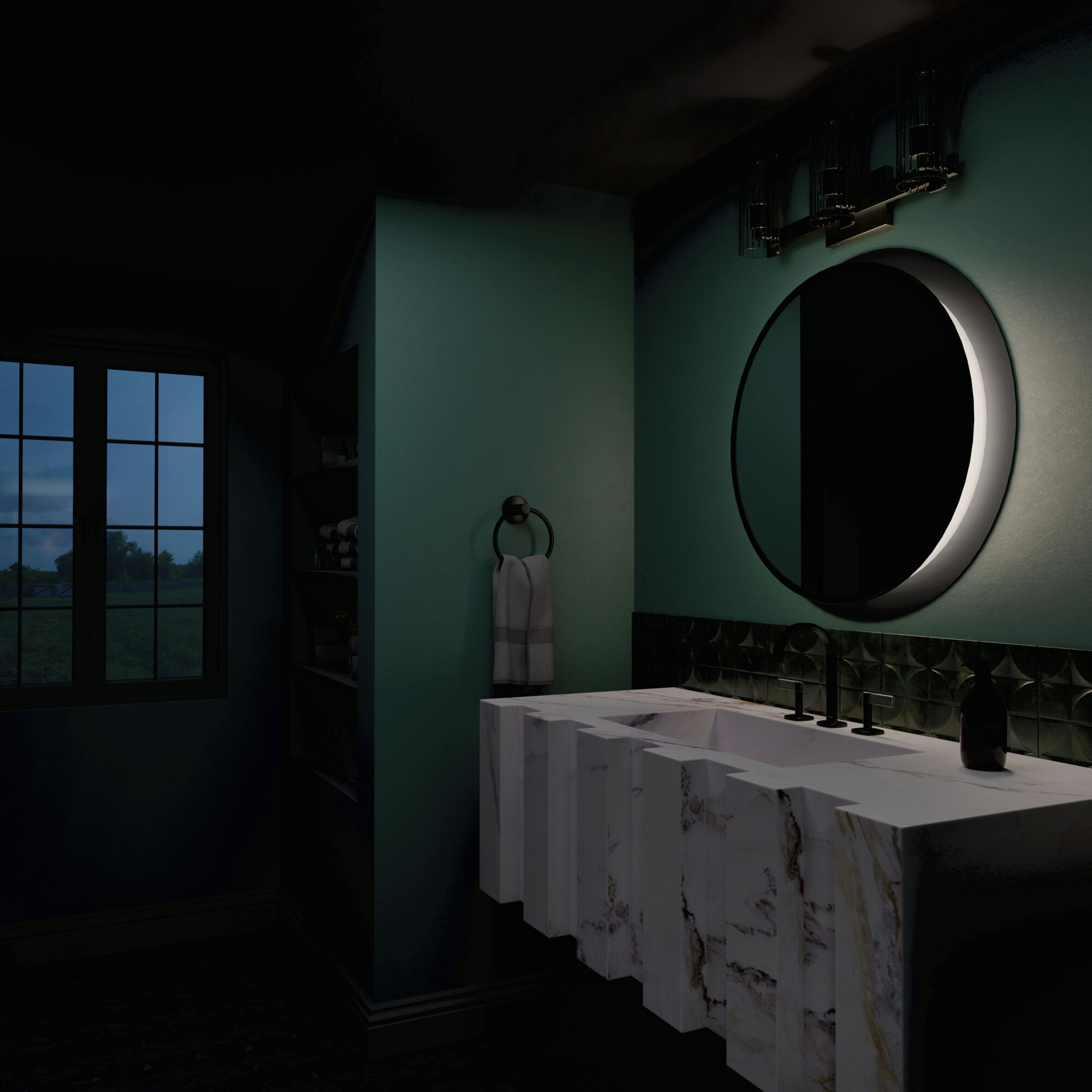 Jemsa 3 Light 22.75 inch Champagne Bronze Bath Bracket Wall Light, 3 Arm