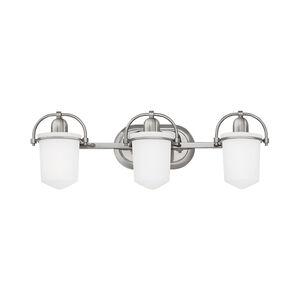 Clancy 3 Light 25 inch Brushed Nickel Bath Light Wall Light in Etched Opal