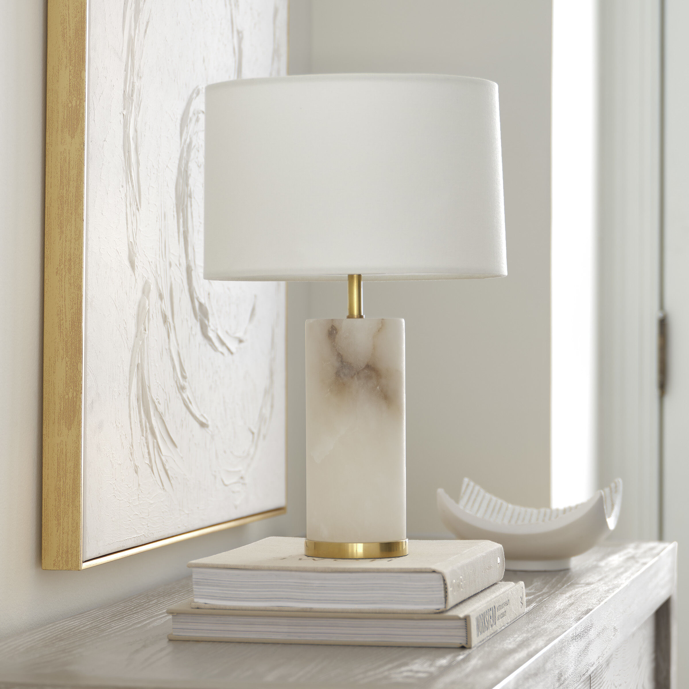 AERIN Lineham 16 inch 2.00 watt Alabaster Cordless Accent Lamp Portable Light