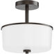 Fuller 2 Light 10.75 inch Oil Rubbed Bronze Flush Mount Ceiling Light in White