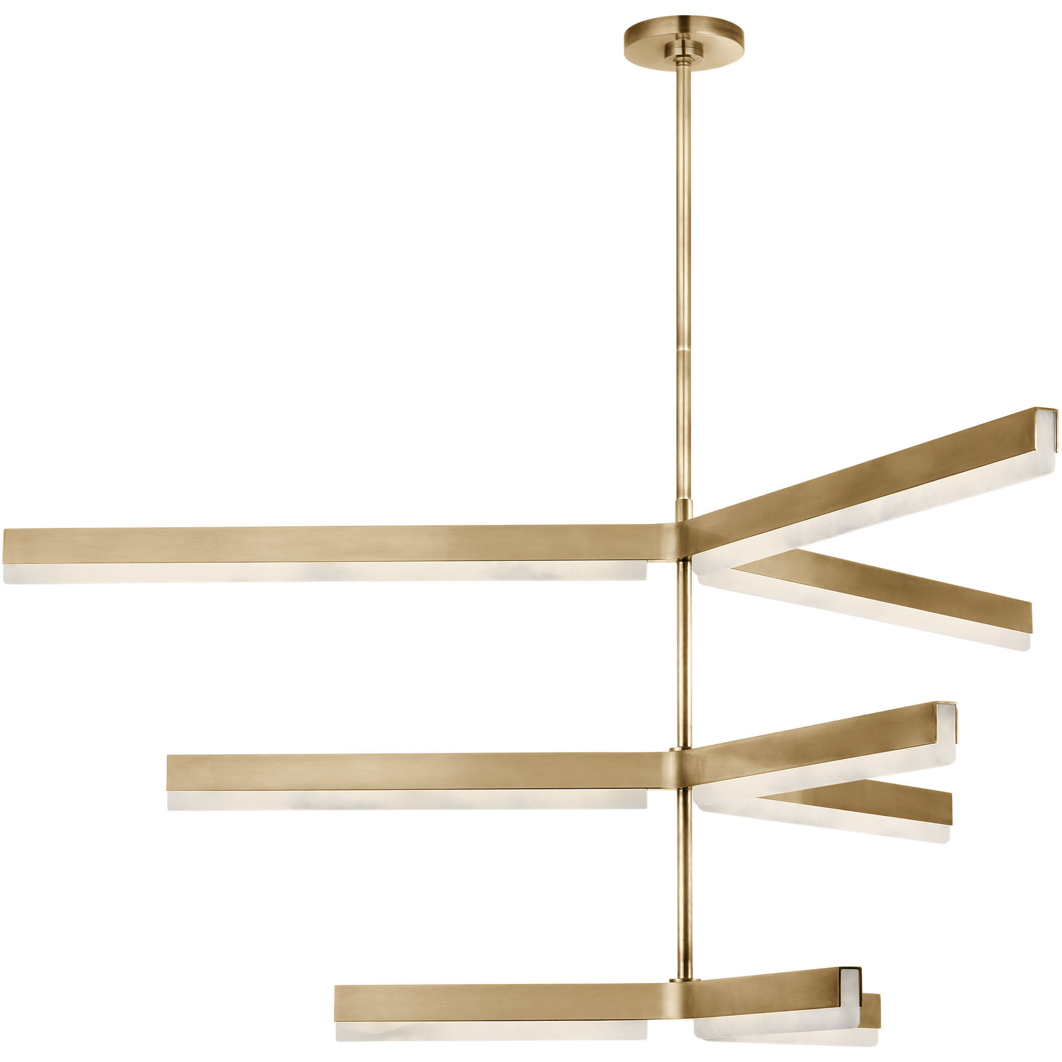 Kelly by Kelly Wearstler Linea LED 56 inch Hand Rubbed Antique Brass Three Tier Chandelier Ceiling Light