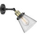 Franklin Restoration Small Cone 1 Light 6 inch Black Antique Brass Sconce Wall Light in Clear Glass, Franklin Restoration